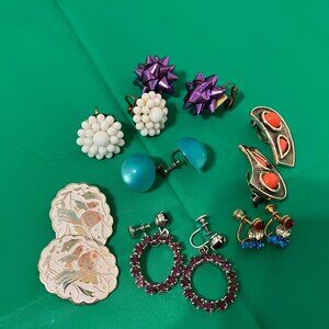 Earrings vintage estate clip on screw back lot